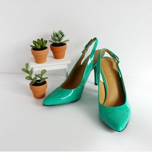 NWOB NINE WEST GREEN SLINGBACK HEELS SIZE 7M